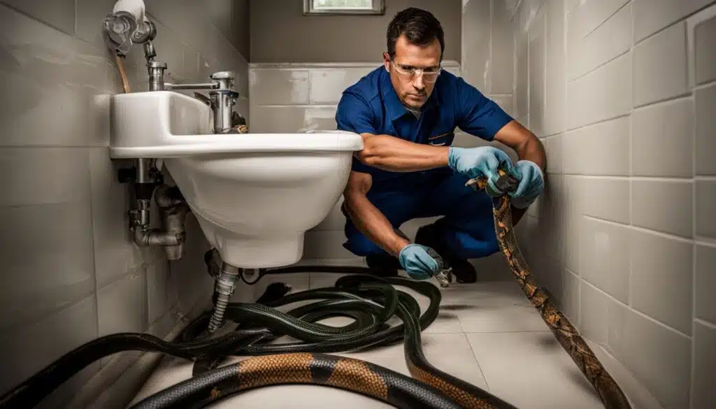 Professional drain cleaning in action